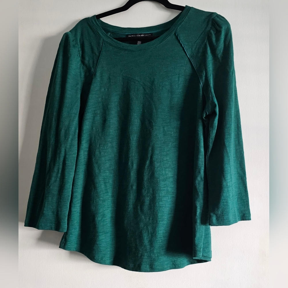 White House Black Markey 3/4 Sleeve Raglan Tee Color Deep Mineral Green Size L